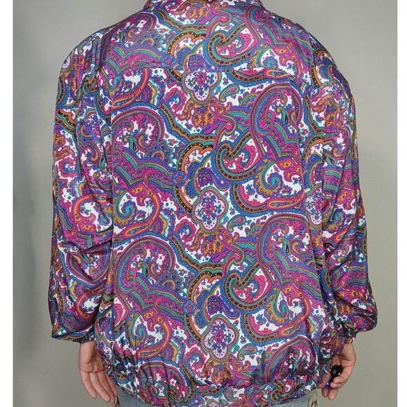 Vtg Funky 80s Colorful Paisley Psychedelic Button Up Jacket Windbreaker Sz Sm` - Picture 7 of 8